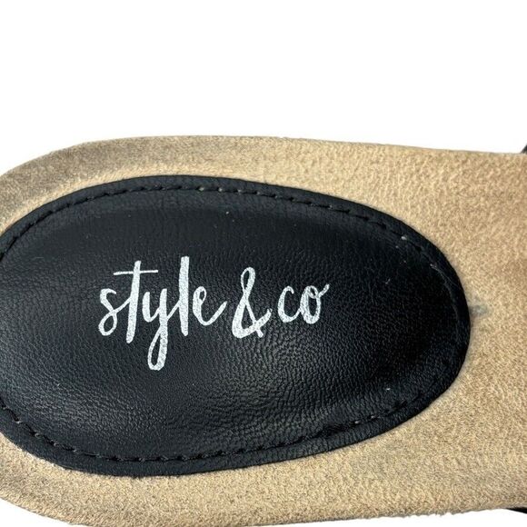 Style & Co. Black Wedge Sandals Slides Comfort Casual‎ Shoes Women's Size 8M - Picture 10 of 11